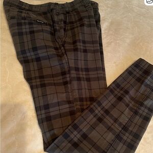 Hollister Tan and Brown Plaid Trousers